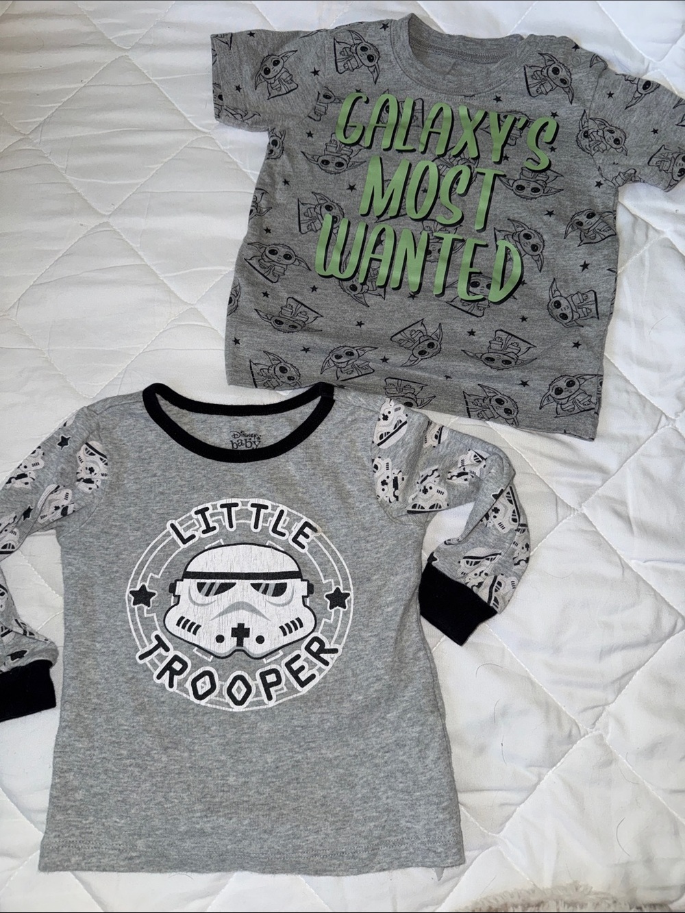 12-18m Star Wars Gray Kids' 'Galaxy's Most Wanted' & 'Little Trooper' Tees